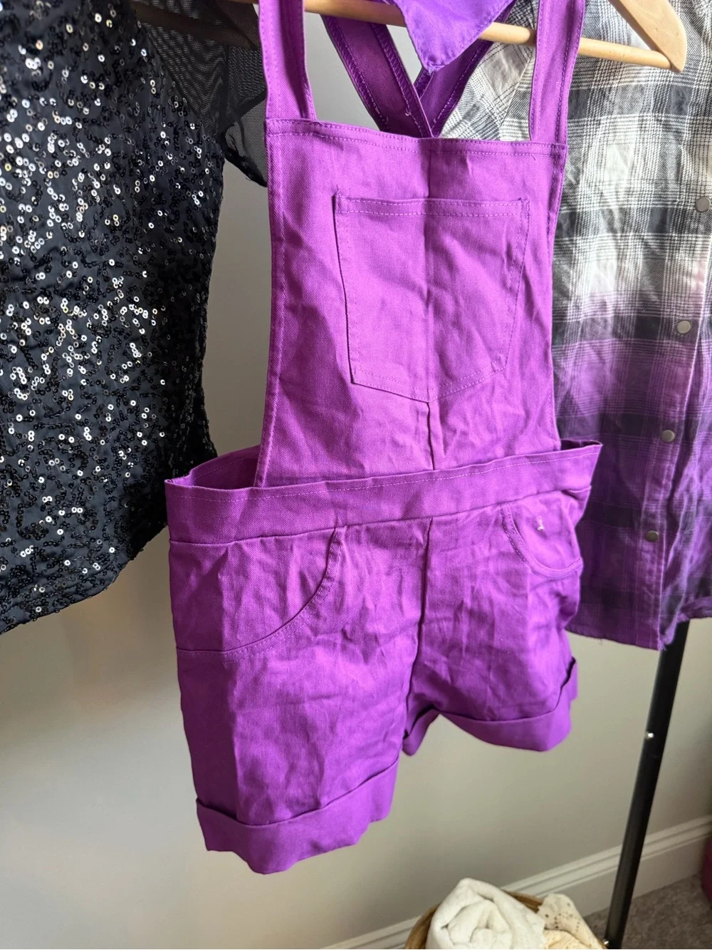 Weissman Purple Short Overalls with Matching Bandana